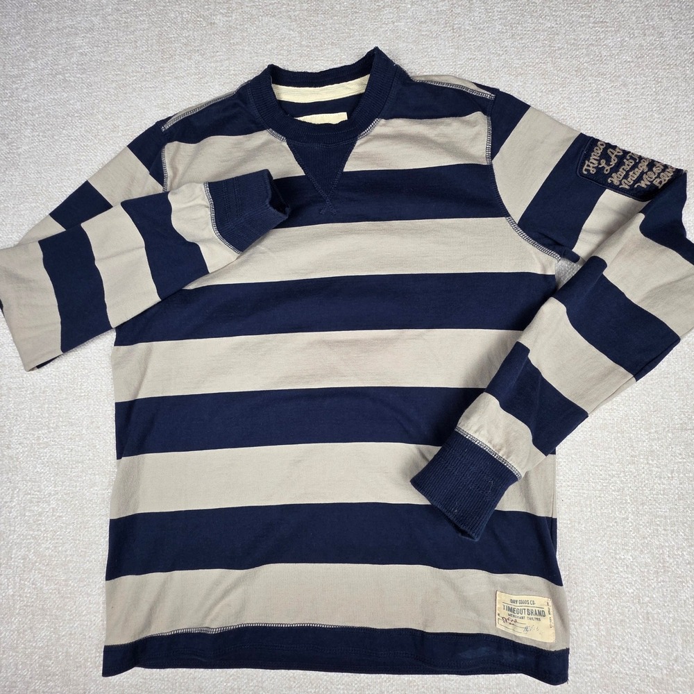 Timeout Los Angeles Mens Large Striped Long Sleeve Riverside Preps LA Graphic T